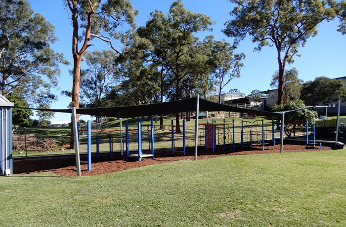 Newly built roof on the school grounds as shade for the Primary students